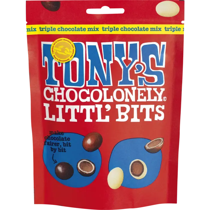 Tony's Chocolonely Milk, White & Dark Chocolate Bits Mix - Tony's Chocolonely 100g