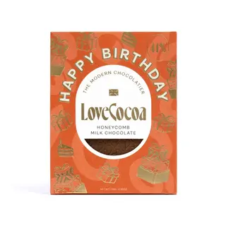 Love Cocoa Milk Honeycomb "Happy Birthday" Bar - Love Cocoa - 75g