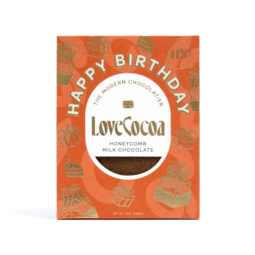 Love Cocoa Milk Honeycomb "Happy Birthday" Bar - Love Cocoa - 75g