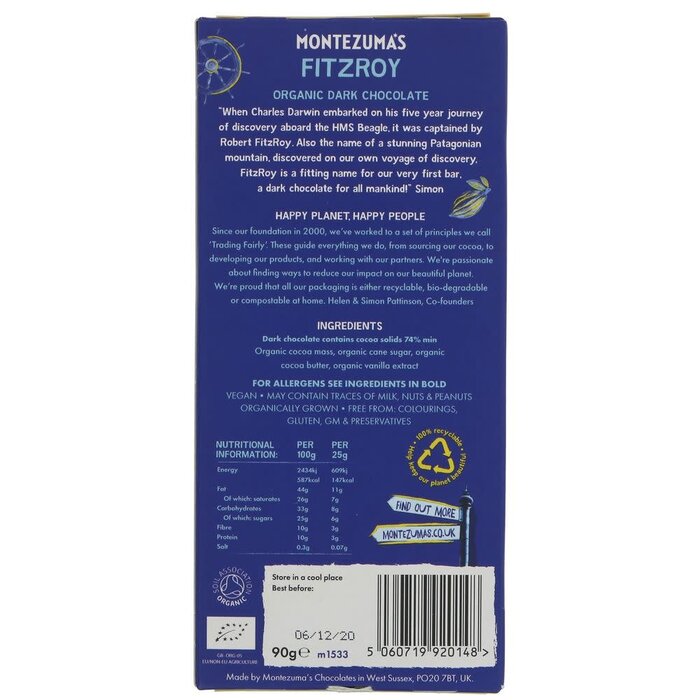 Montezuma Montezuma's Fitzroy "Rich & Smooth" Dark Chocolate Bar - 90g