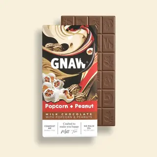 Popcorn & Peanut Milk Chocolate Bar - 80g - Gnaw
