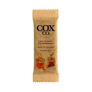 Cox & Co Miso & Caramel  Single Origin Oat  Chocolate Bar 47% -  Cox & Co  - 15g