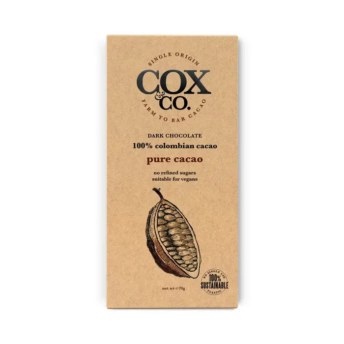 Cox & Co Pure Cacao Single Origin Dark Chocolate Bar 100% -  Cox & Co  - 70g