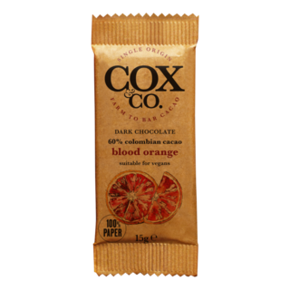 Cox & Co Blood Orange Crunch Single Origin Dark Chocolate Bar 60% -  Cox & Co  - 15g