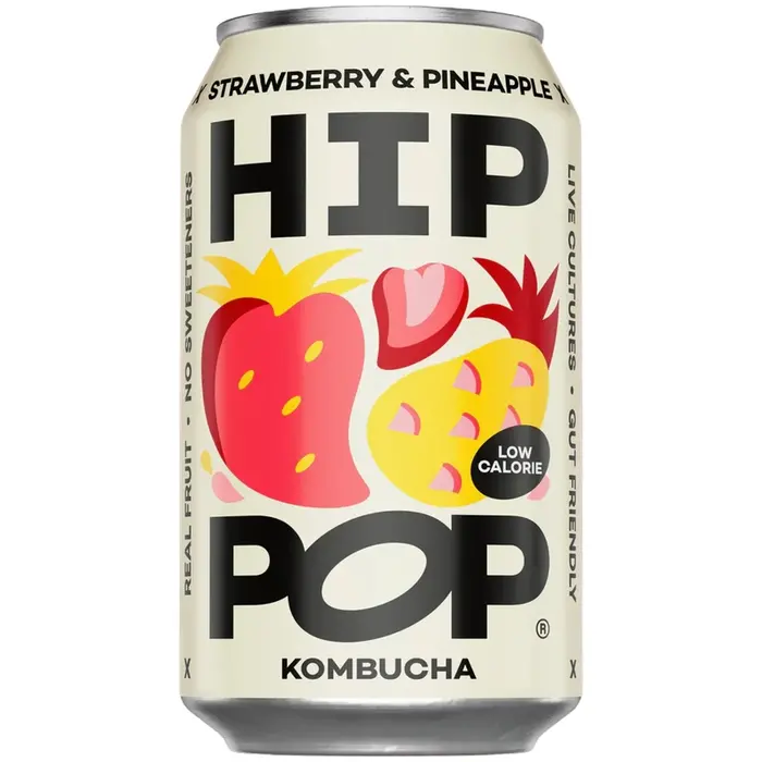HIP POP Natural Strawberry Pineapple Kombucha - Hip Pop - 330ml
