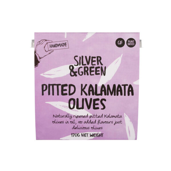 Silver & Green Pitted Kalamata Olives in Pot - Silver & Green - 170g