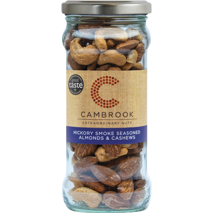 cambrook Baked Hickory Smoke Almonds & Cashews in Jar - Cambrook - 180g