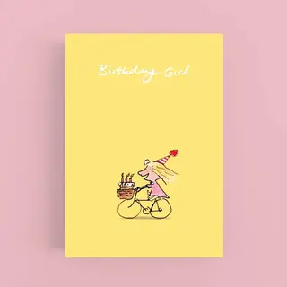 Cardinky Birthday Girl Yellow (Bike) - Greetings Cards - Cardinky