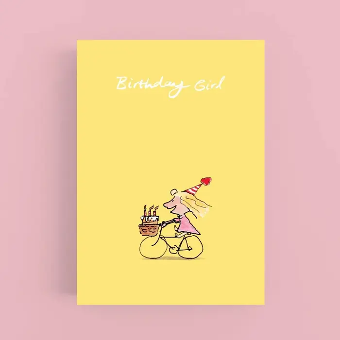 Cardinky Birthday Girl Yellow (Bike) - Greetings Cards - Cardinky