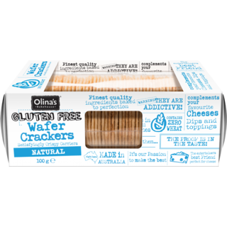 Olina's Bakehouse GF.  Wafer Crackers - Gluten Free  - Olina's Bakehouse - 100g