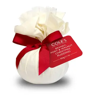 Cole's Brandy, Port & Walnut Round Christmas Pudding - Cole's - 454g