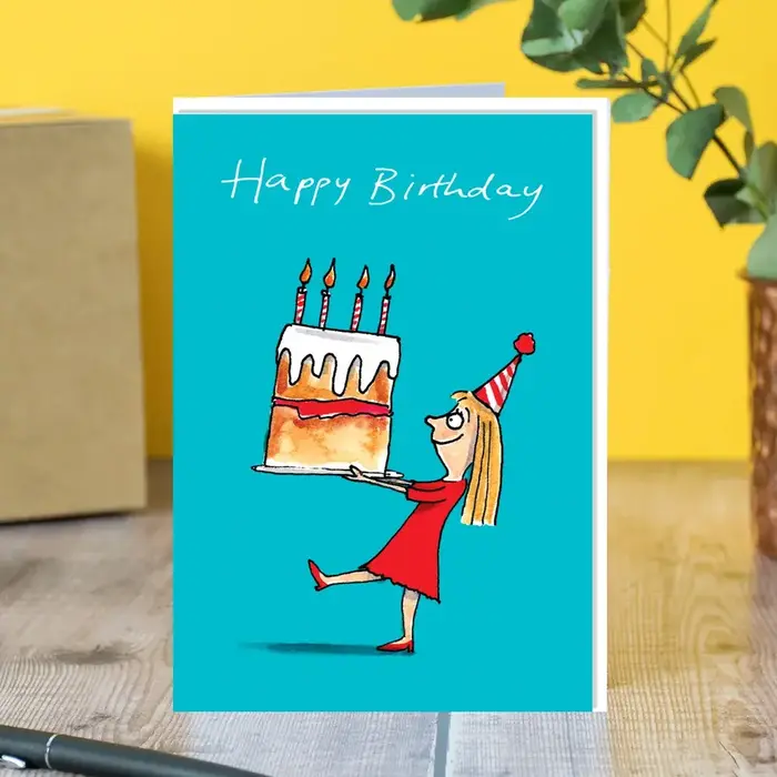 Cardinky Happy Birthday Blue (cake) -  Greetings Cards - Cardinky