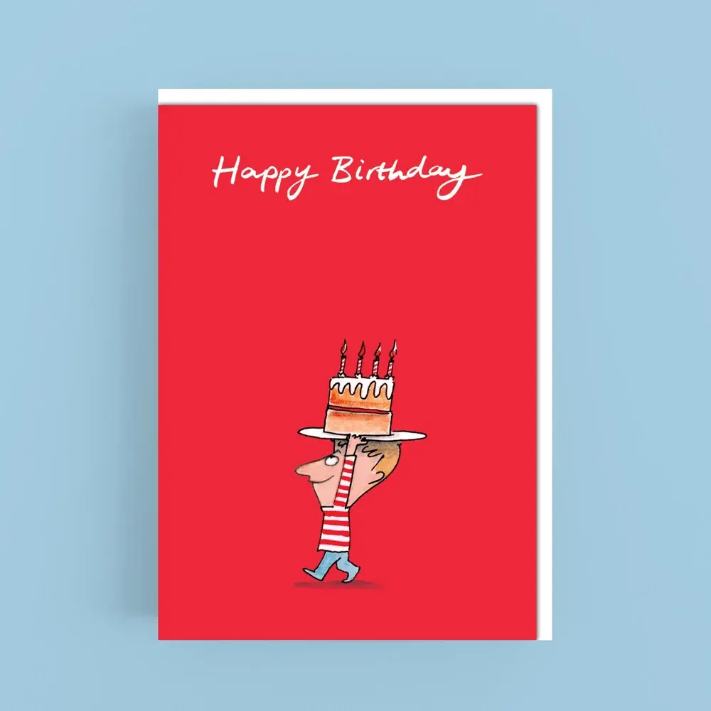 Cardinky Happy Birthday Red (cake) - Greetings Cards - Cardinky