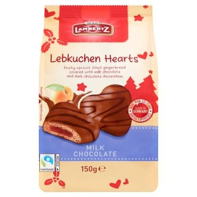 Lebkuchen Milk Chocolate Fruit Filled Hearts - Lambertz - 150g