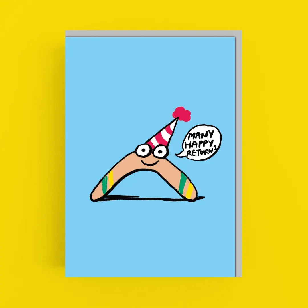 Cardinky Many Happy Returns Boomerang - Greetings Cards - Cardinky
