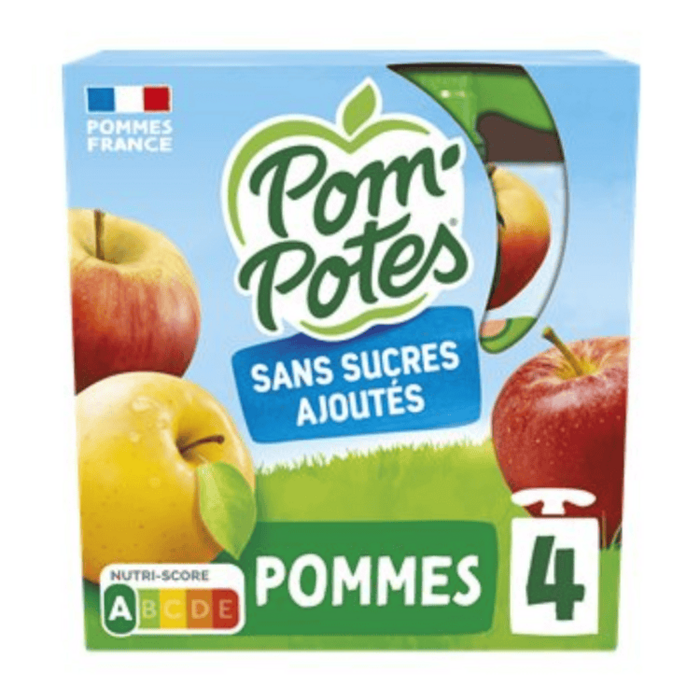 Andros NAS - Compote Pomme Nature - Plain Apple  No Added Sugar - Materne- 4x 90g