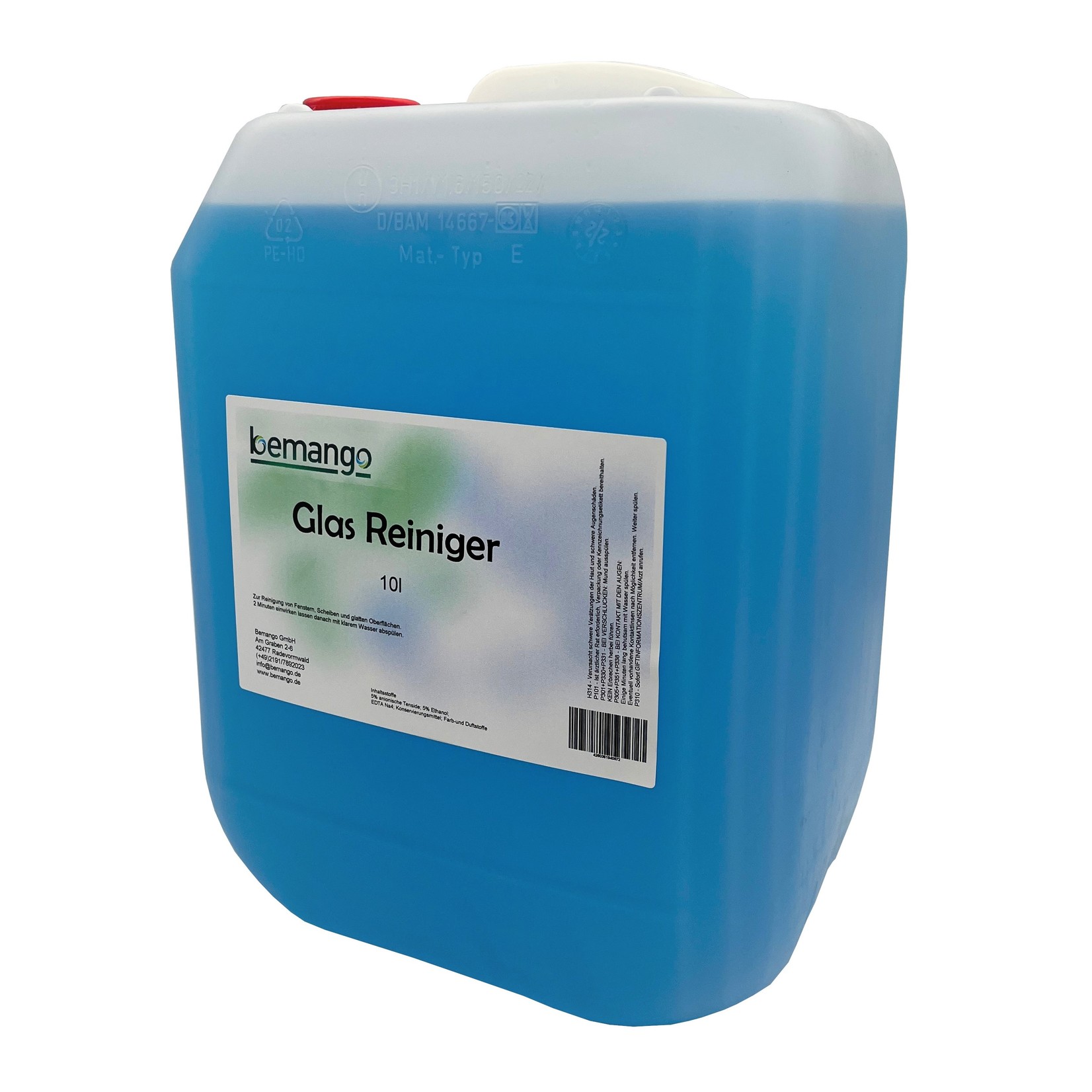 Bemango Glasreiniger clear 10 Liter Kanister mit Sprühflasche