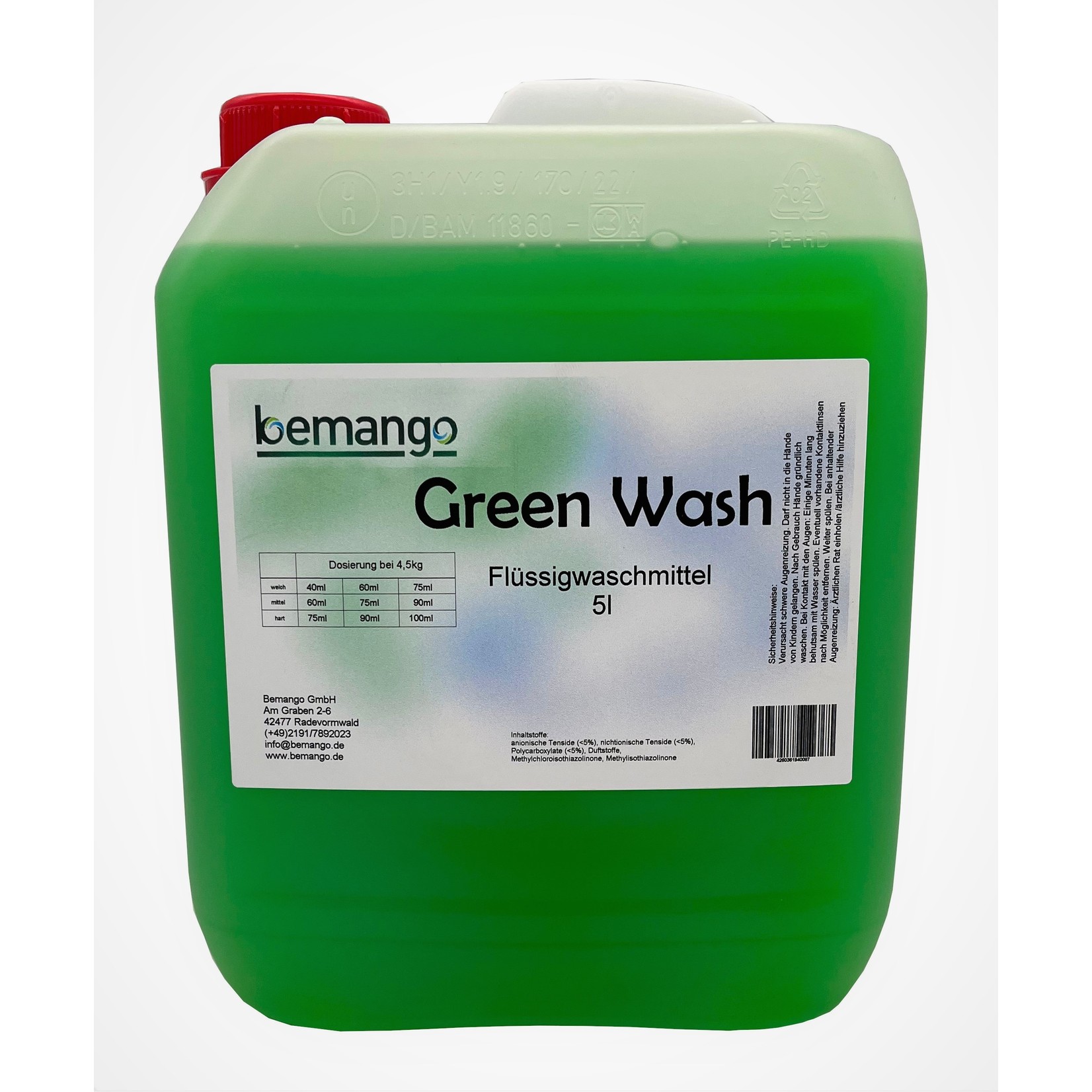Bemango GREEN WASH, 5 Liter Vollwaschmittel