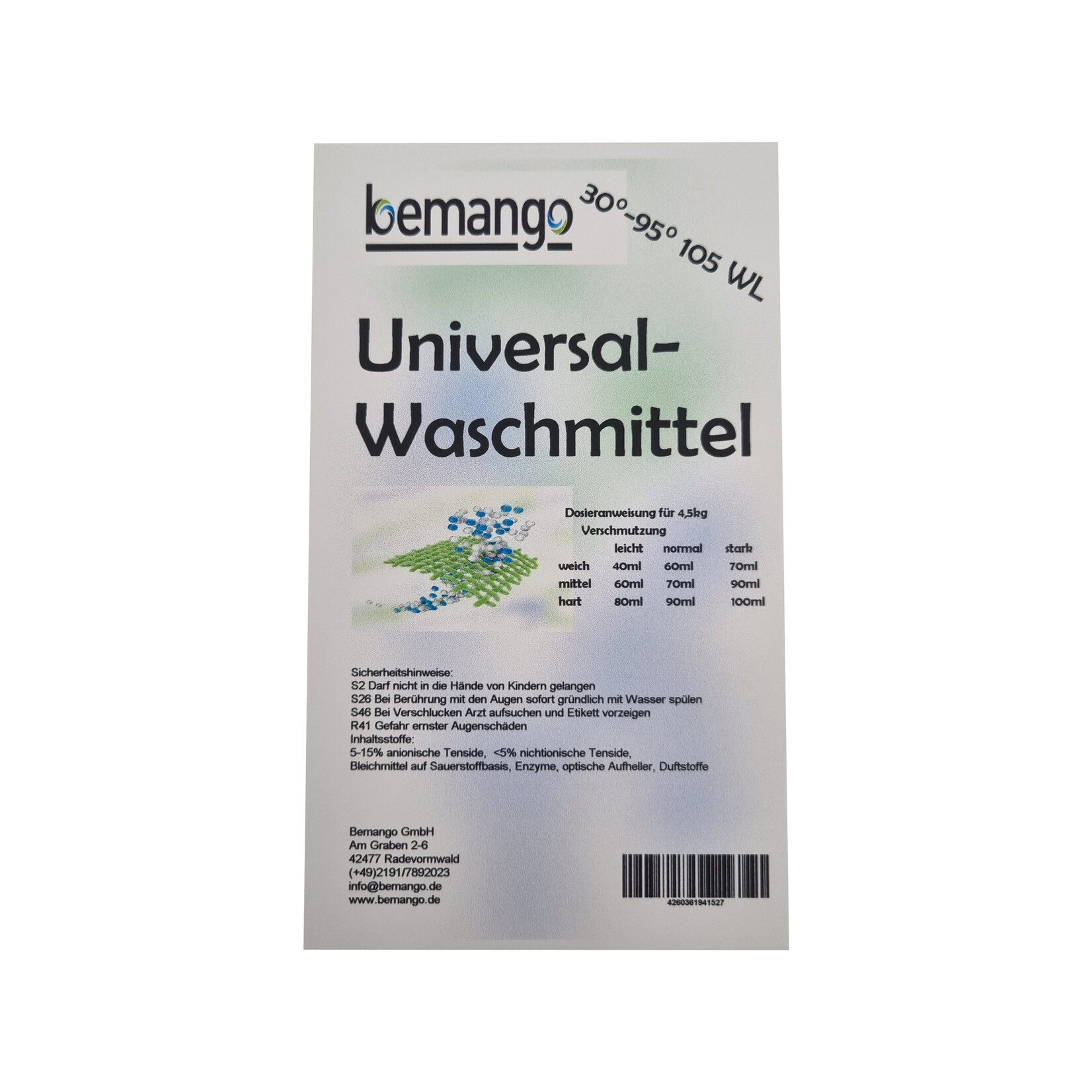 Bemango Universal-Waschpulver 2x10 kg Sack