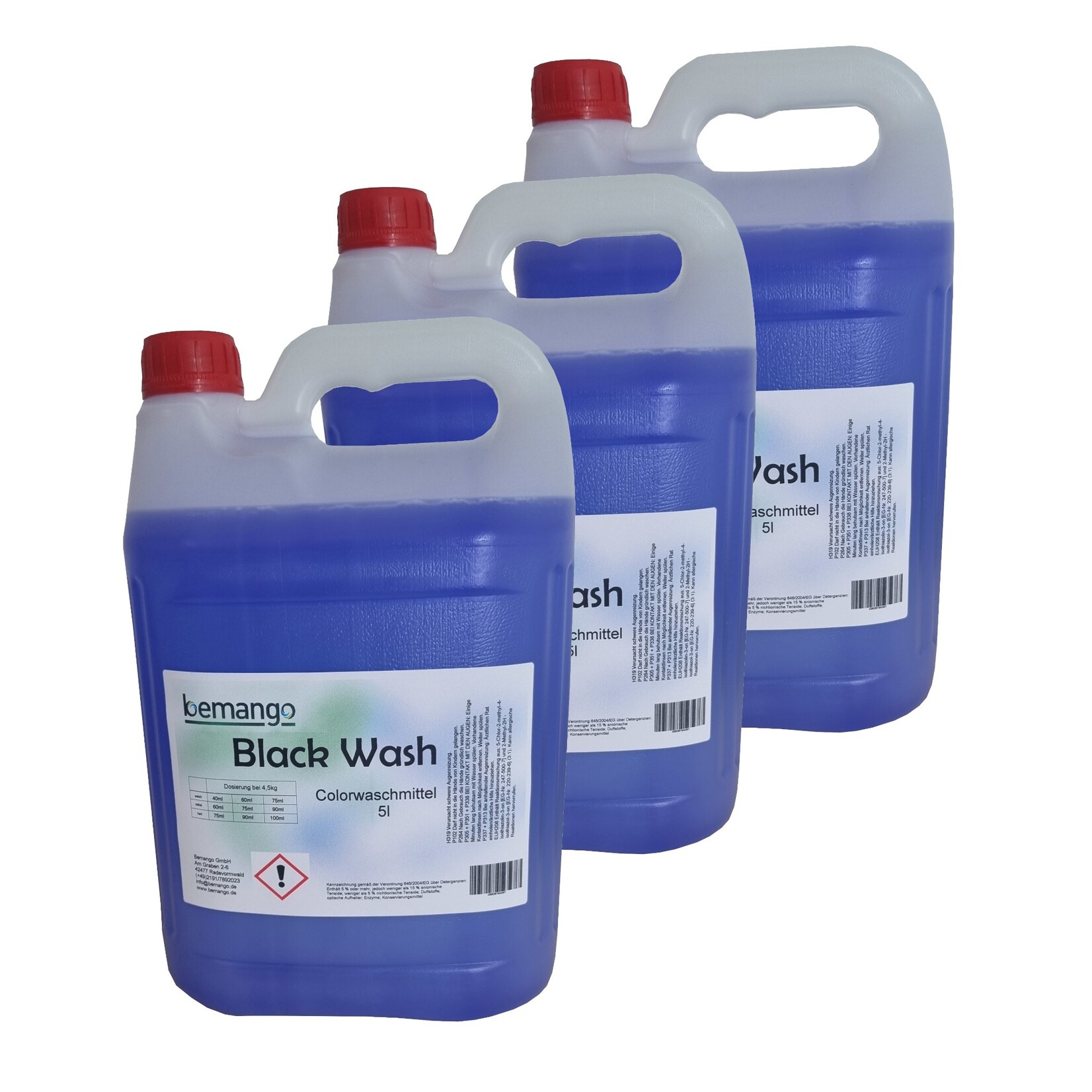 Willkommen bei Bemango – Qualität für Haushalt, Handwerk & Industrie Color-Flüssigwaschmittel black wash für dunkle Wäsche 3x5 Liter Kanister