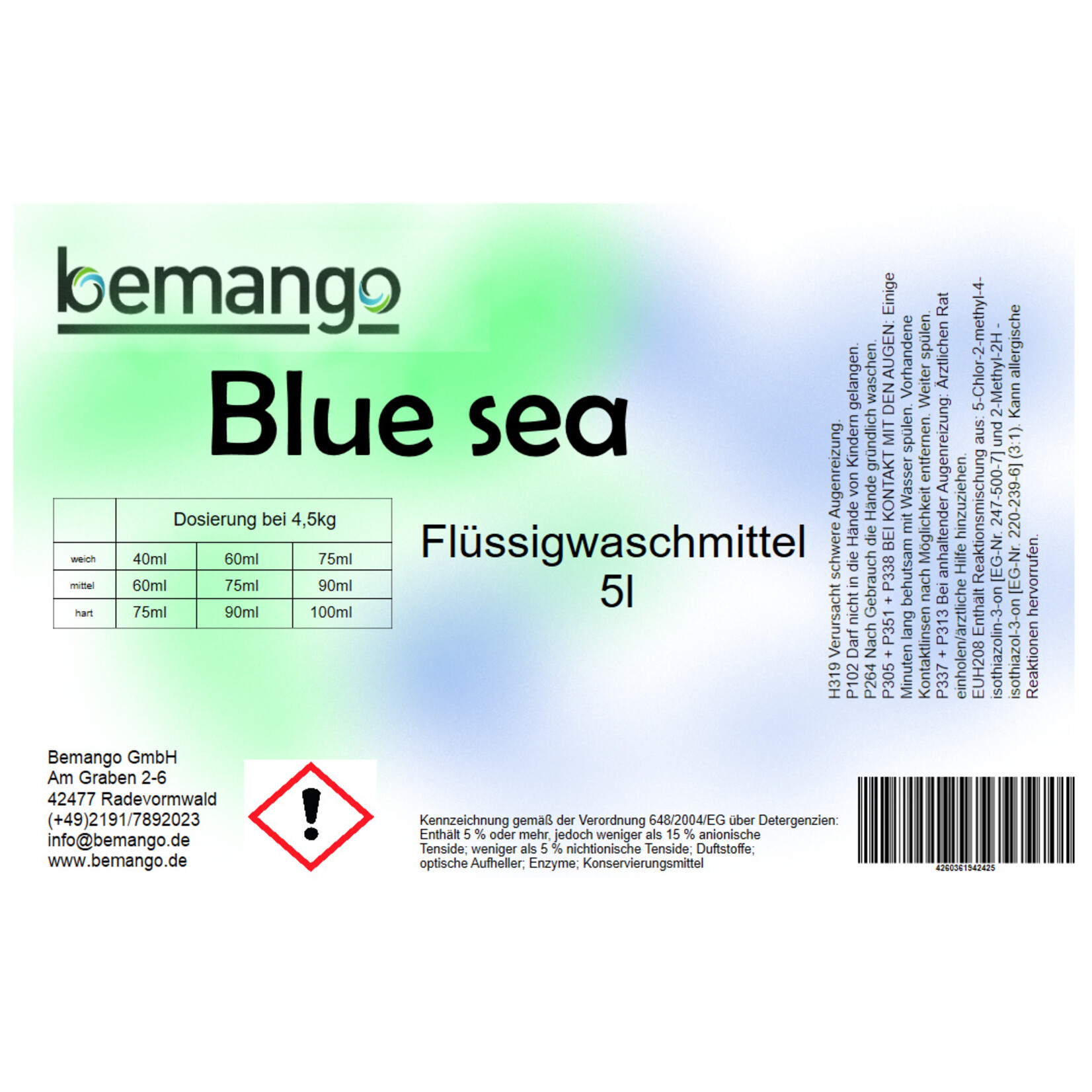Bemango Kombipaket Flüssigwaschmittel 2x5l Orange und 2x5l Blue