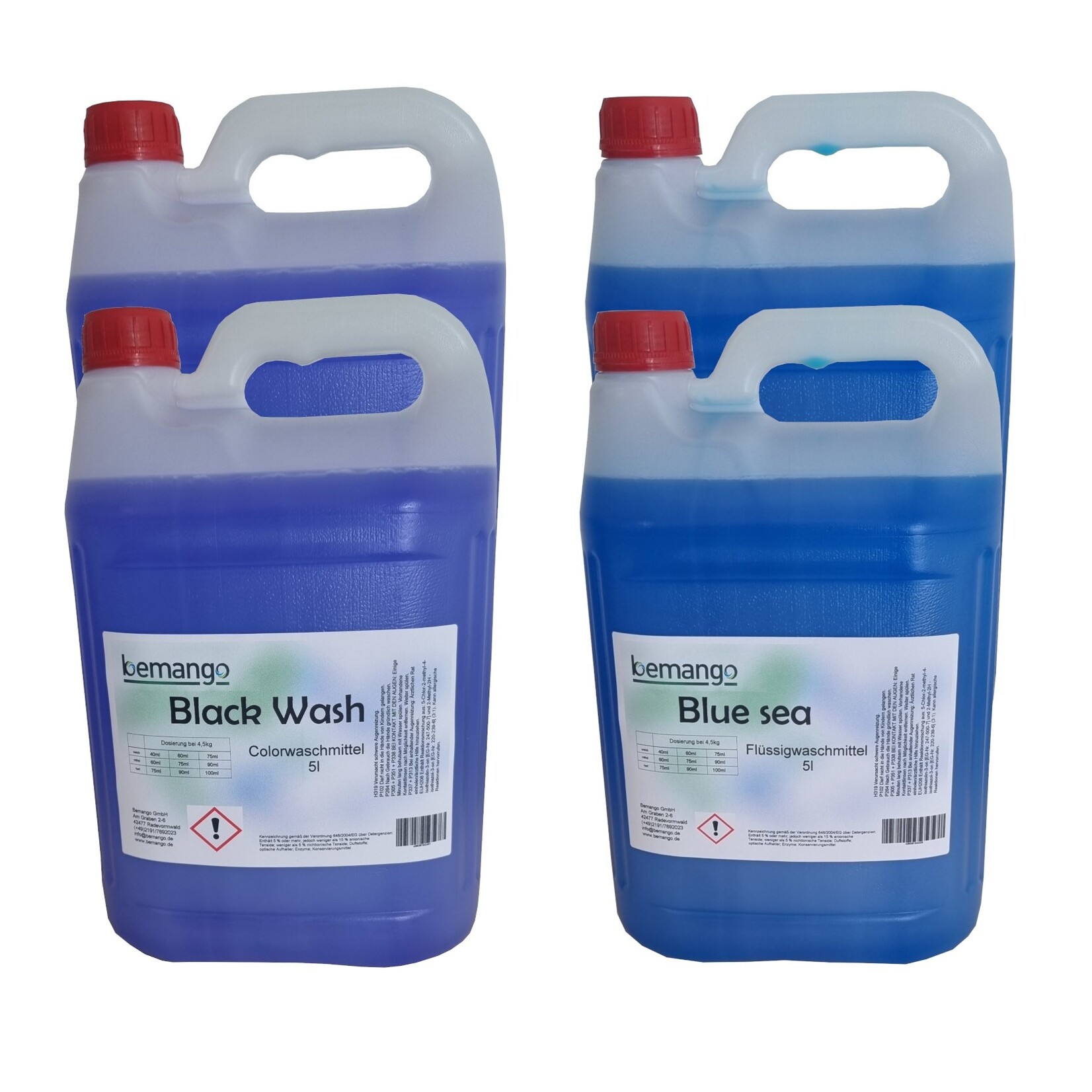 Bemango Kombipaket Flüssigwaschmittel 2x5l Black und 2x5l Blue