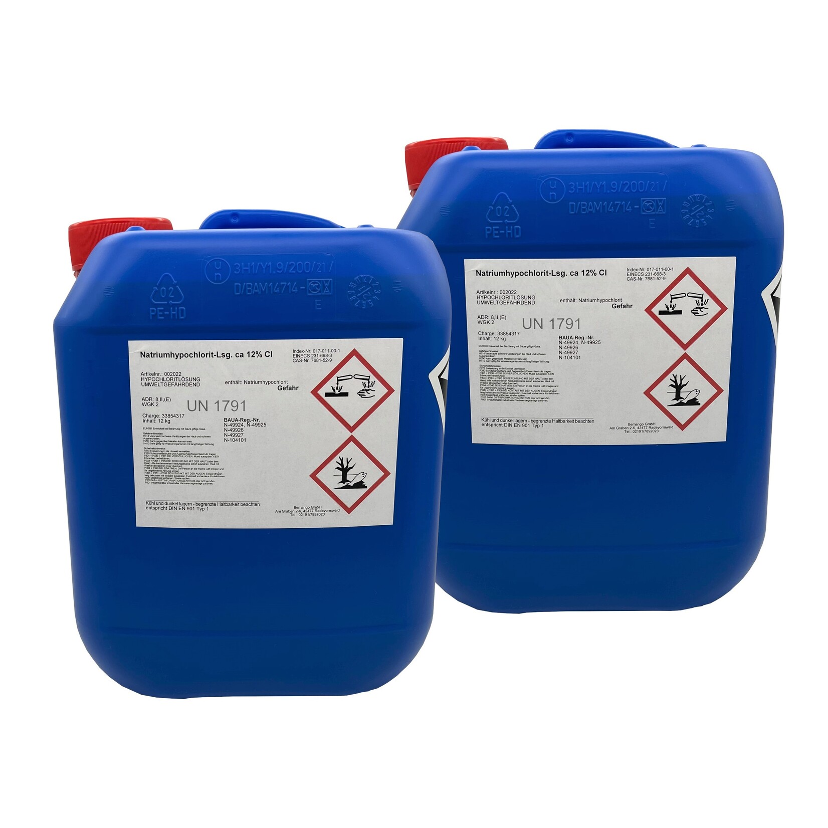 Bemango Chlorbleiche Natriumhypochloritlösung 12% im 2x10 Liter Kanister