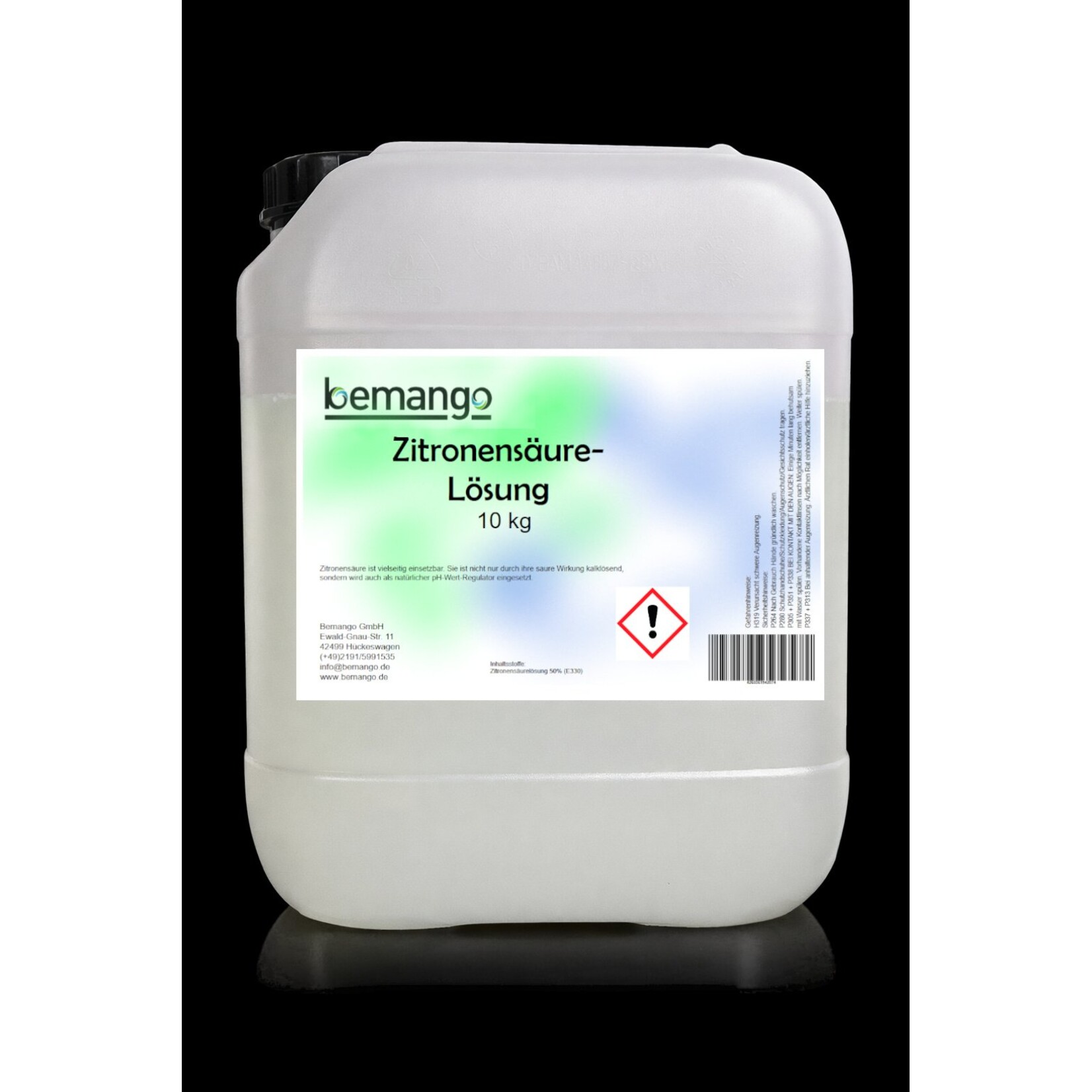Willkommen bei Bemango – Qualität für Haushalt, Handwerk & Industrie Zitronensäure, 50%, flüssig, 10kg Kanister mit Hahn DIN51/23