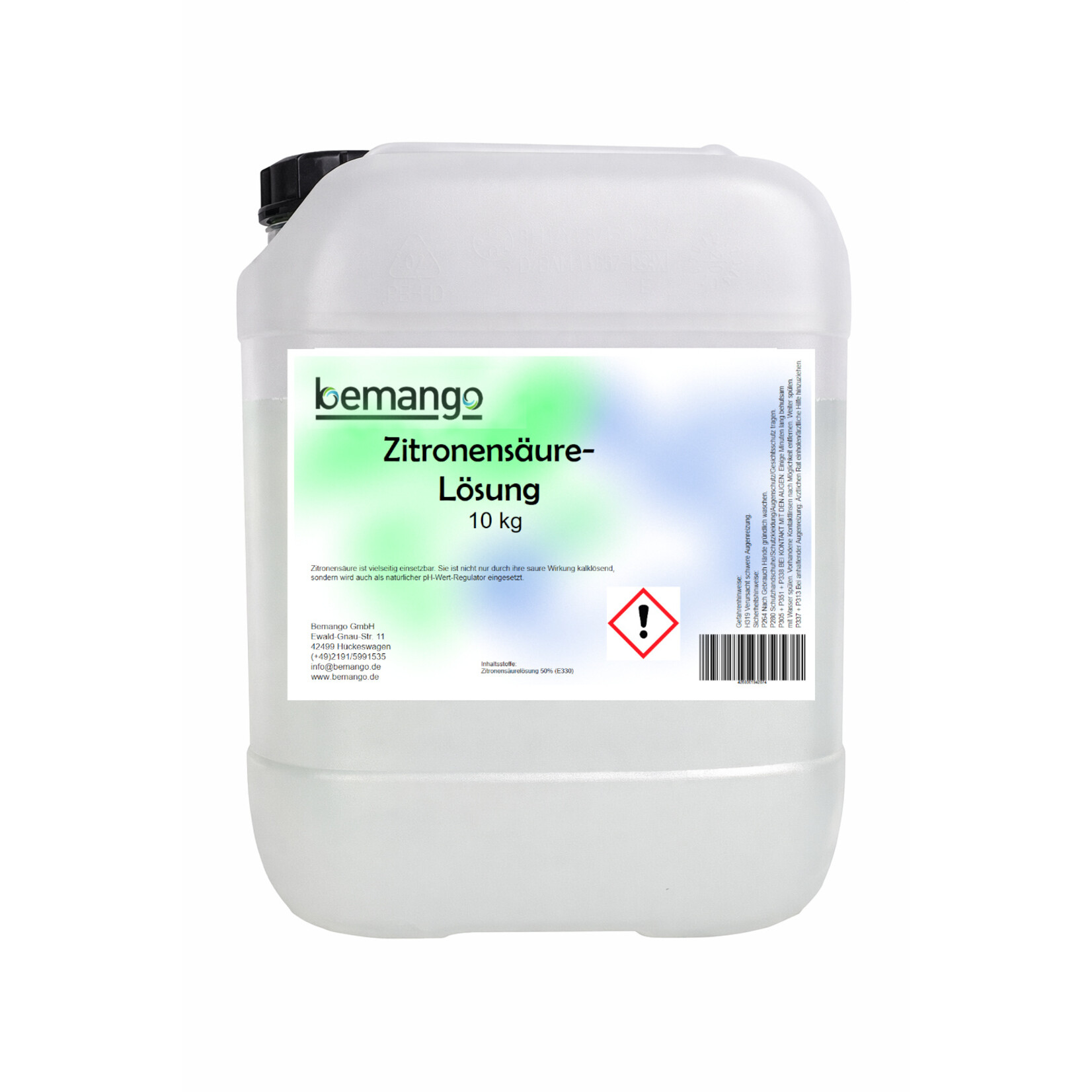 Bemango Zitronensäure, 50%, flüssig, 2x10kg Kanister mit Hahn