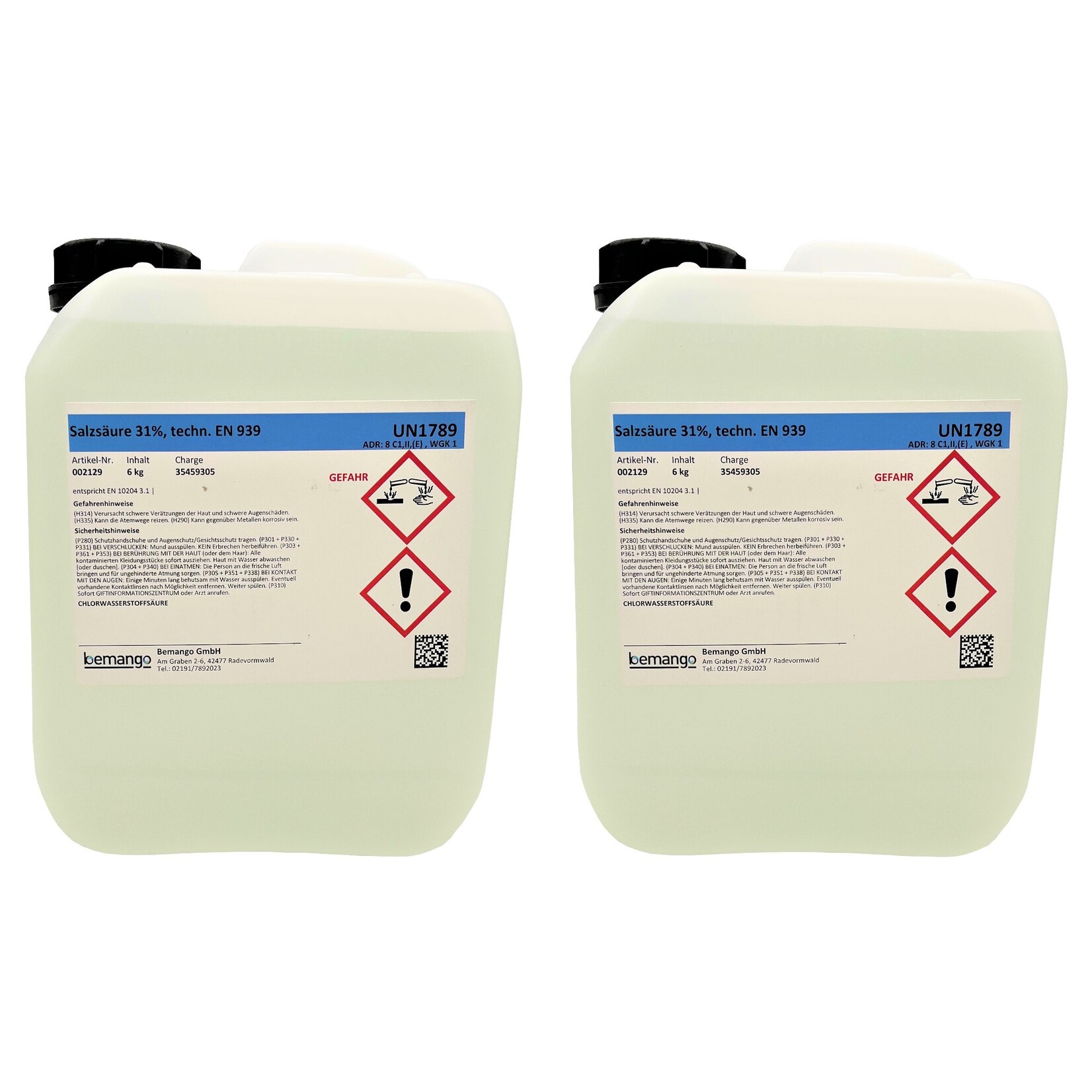 Bemango Salzsäure 31% technisch im 2x6kg-Kanister