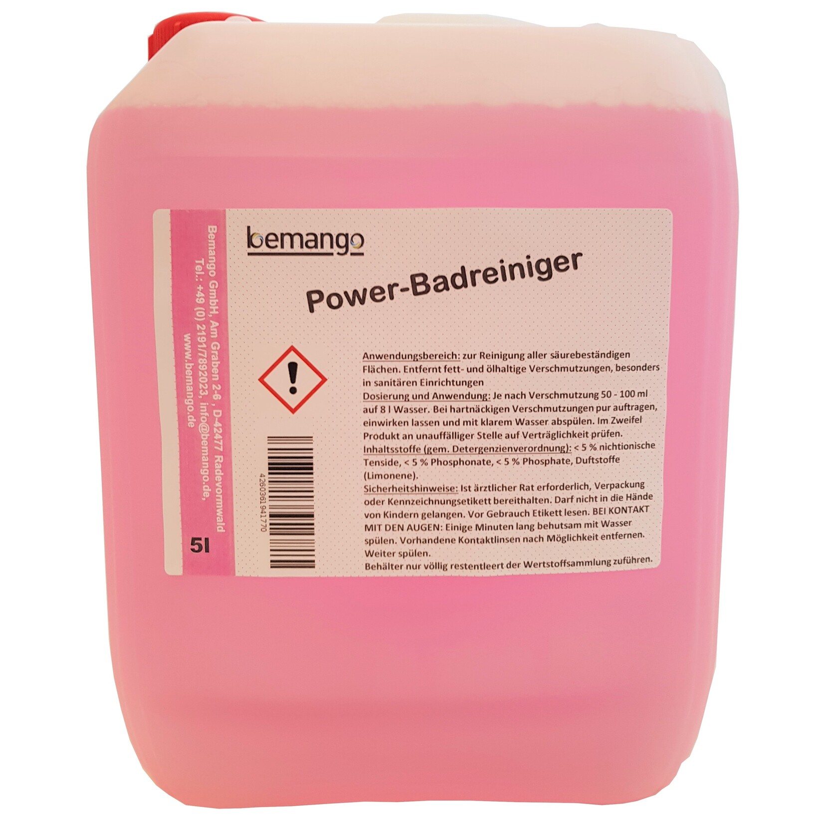 Willkommen bei Bemango – Qualität für Haushalt, Handwerk & Industrie Bemango Power-Badreiniger Konzentrat, 5 Liter Kanister