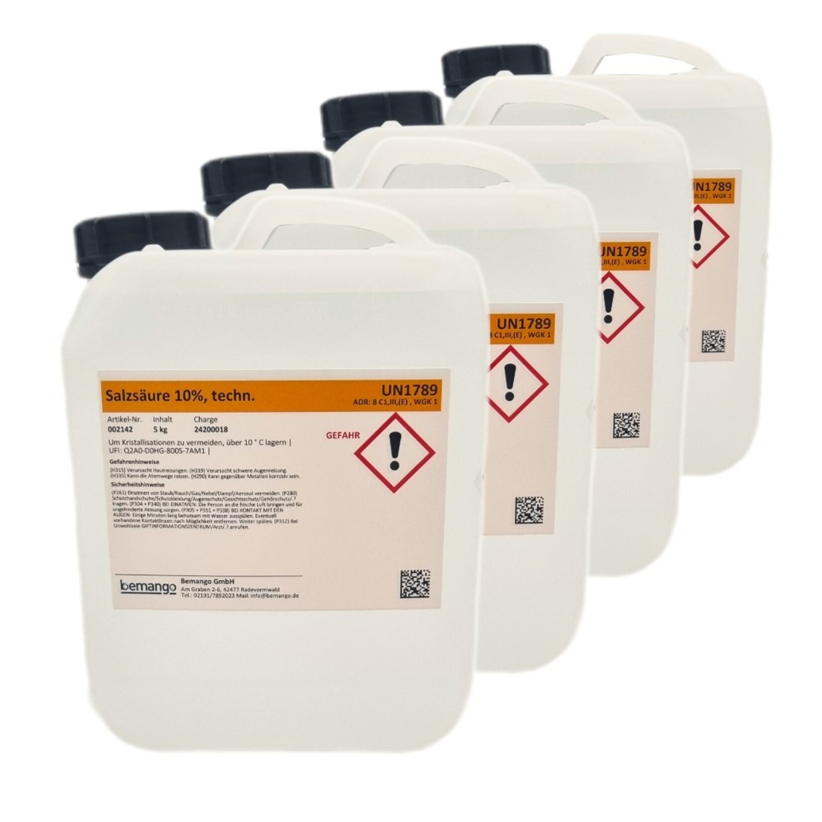 Willkommen bei Bemango – Qualität für Haushalt, Handwerk & Industrie Salzsäure 10% technisch im 4x5kg-Kanister