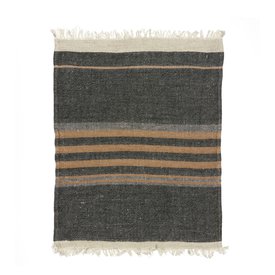 Libeco Belgian towel, fouta, black stripe