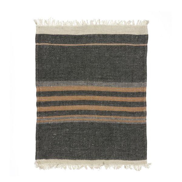 Libeco Belgian towel, fouta, black stripe