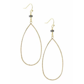 Ellen Beekmans Oorbellen met fijne gehamerde pegel en gemstone - grijs