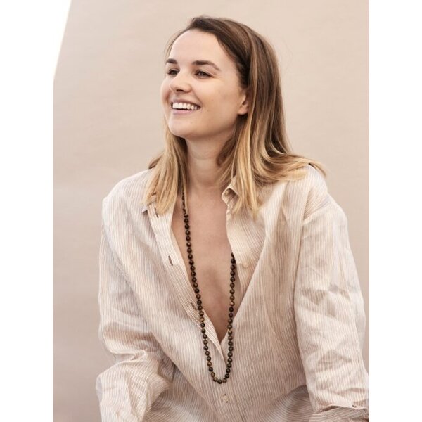 Ellen Beekmans Lange gemstone ketting / bruin mêlée