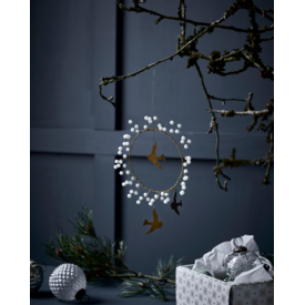 House Doctor krans, witte kralen en vogels