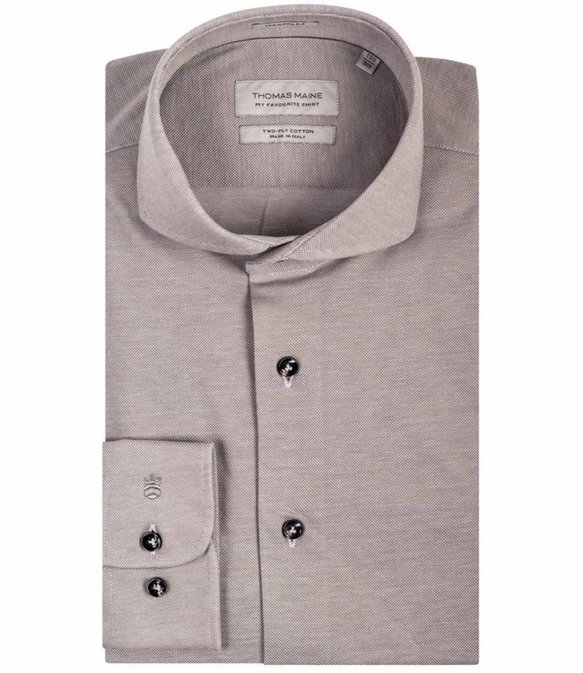 Thomas Maine tailored fit overhemd grijs jersey