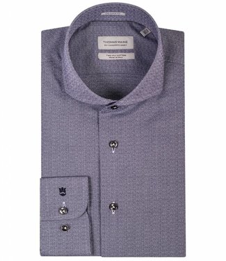 Thomas Maine tailored fit donkerblauw structuur overhemd