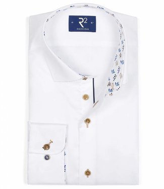 overhemd wit met  beige print