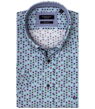 Giordano Regular Fit Regular Fit heren overhemd korte mouw rondjes print