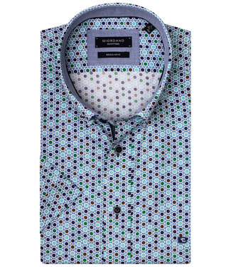 Regular Fit heren overhemd korte mouw rondjes print