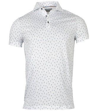 Thomas Maine polo wit met donkerblauw bloemen print