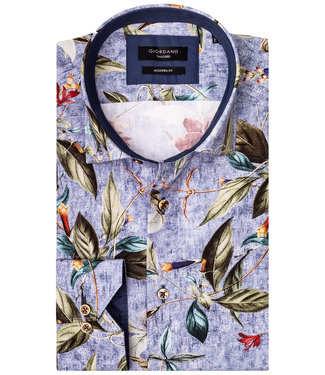 blauw met speciale blaadjes print