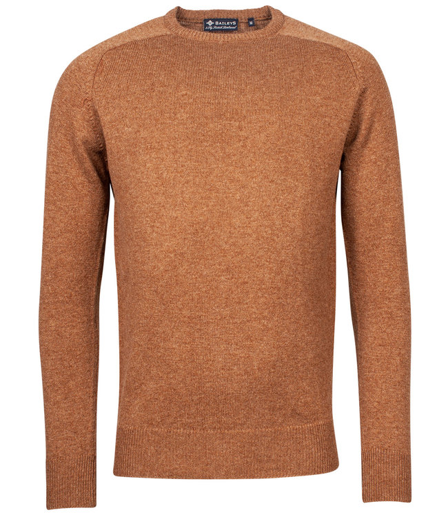 999012-427 bruin ronde hals heren trui Scottish Lamswol Crew Neck Pullover
