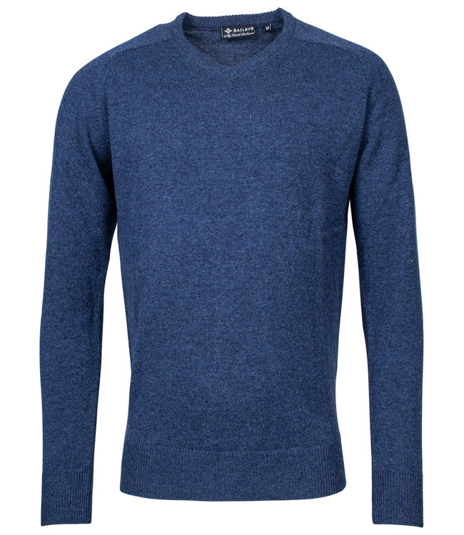 999011-537 kobaltblauw v-hals heren trui Scottish Lamswol V-Neck Pullover