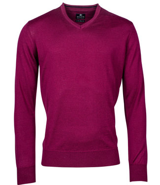 Baileys v-hals trui cerise roze 100 procent superfine merino wol