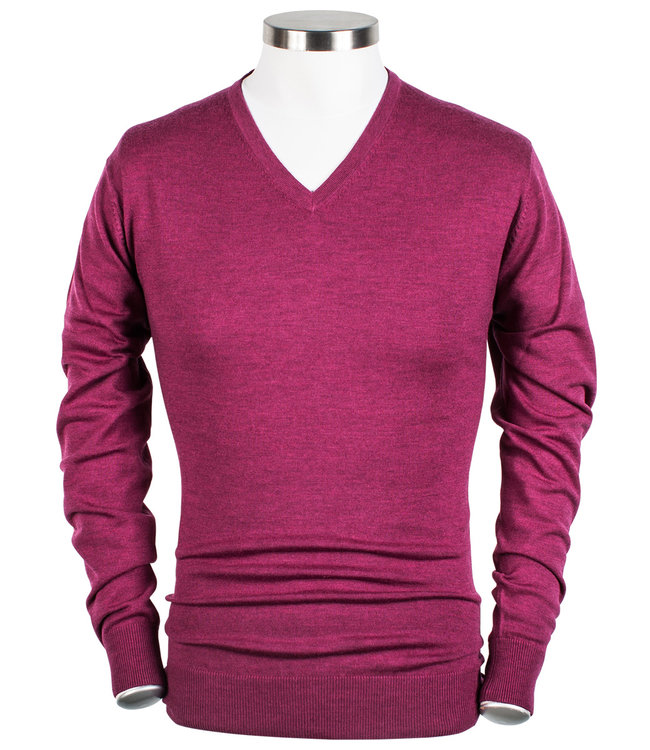 Thomas Maine cerise roze v-hals trui merino wol