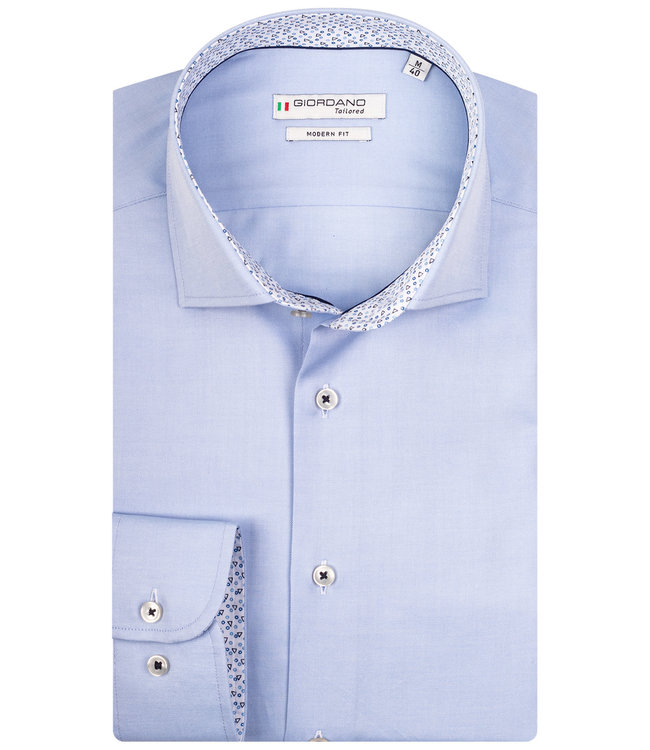 107881-61 heren overhemd lichtblauw 1knoops wide spread met contrast