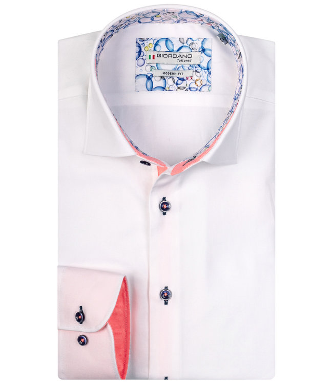 107843-10 heren overhemd wit oxford met donkerblauwe knopen en contrast aan de binnenkant van de boord en manchetten 100 procent katoen